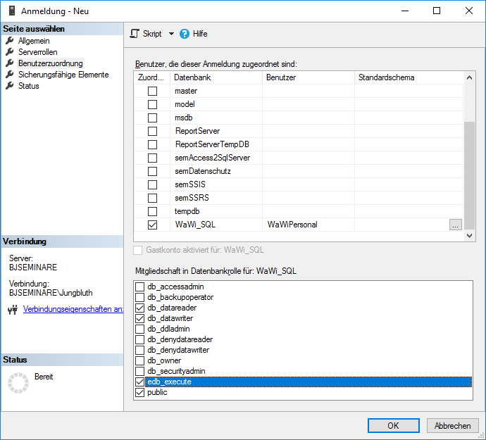 Der Benutzer WaWiPersonal